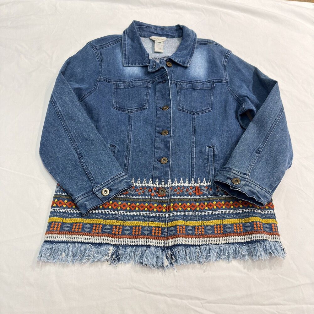 Multiples denim embroidered jacket size S